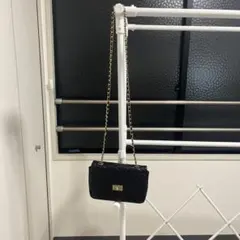 ブラック キルティング ショルダーバッグ