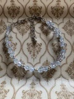 水色のビーズブレスレット アジャスター付き