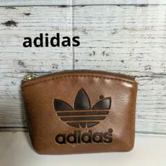 adidas Originals　トレフォイル型押 レザー風コインケースブラウン