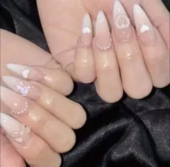 【24枚セット】ネイルチップ ワンホン 韓国 くま パール ウィッシュコア