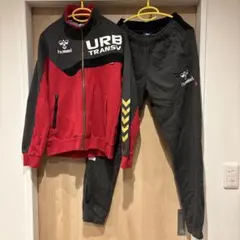 極美品 hummel スエットジャージ上下セットアップ 赤グレー Mサイズ