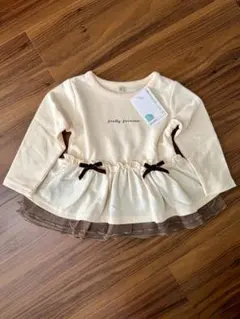 【新品、タグ付き】長袖Tシャツ　チュール　フリル　リボン　80cm