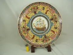 古伊万里 大明成化年製 色絵金襴手 南蛮船南蛮人図 大皿 38cm - メルカリ