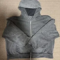 【ダブルジップ】ZARA フェード加工 ボックスシルエット フーディー フェード