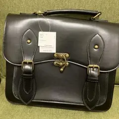 新品未使用ブラックレザーショルダーバッグ 3way クラシカル