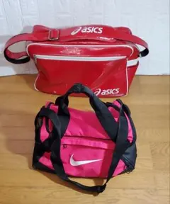 レトロ 　アシックス 　エナメルショルダーバック　＆　ナイキ　 2wayバッグ