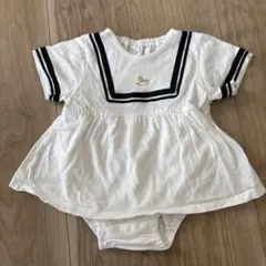 Cottoli バースーデー　セーラー風ホワイトロンパース 80