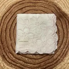 LAURA ASHLEY ハンカチ ホワイト ピンク 桜 刺繍