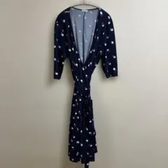 KIYONNA ネイビー ドット ラップドレス