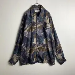 シャツ　レーヨン100%　くすみカラー　ボタニカル柄　総柄　おしゃれ　ゆるだぼ