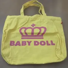 【幅広く活用】BABYDOLL トートバッグ イエロー ロゴピンクのサムネイル
