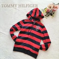 【トミーヒルフィガー】 メンズ ストライプパーカー レッド/ネイビー サイズXS