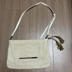 【OZOC】ホワイト編み込みショルダーバッグ