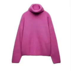ZARA ピンク タートルネックニットトップス セーター M セリーズ