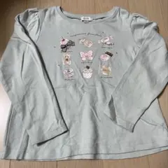 イラスト付き長袖カットソー　ミント