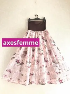 【axesfemme】レース使い薔薇プリントマキシスカート　ベアワンピースにものサムネイル