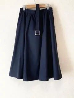 index ワールド　ネイビーフレアスカート ベルト付き
