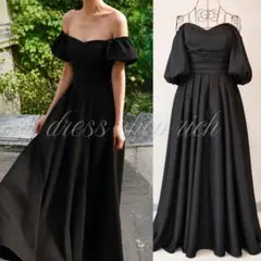 新品 ブラックドレス 前撮り 二次会 パーティー 結婚式 オフショル Aラインのサムネイル