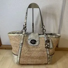 美品　COACH ストローバッグ パイソン柄 ショルダーバッグ　Y2K 美品 COACH ストローバッグ パイソン柄 ショルダーバッグ Y2K - メルカリ