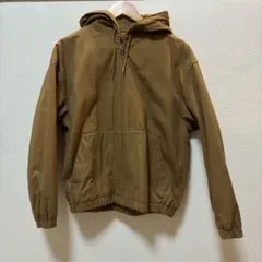 ユニクロU フーデッドジップアップブルゾン ブラウン Mサイズ 美品