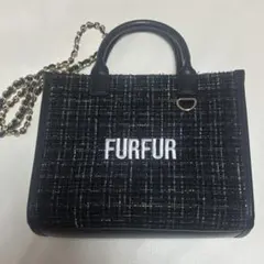 FURFUR ツイードロゴトートバッグ ブラック - メルカリ