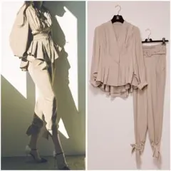 ルイルエブティック フォーマル セットアップ ジャケット フレア パンツ リボン