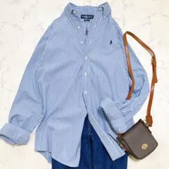 希少✨ラルフローレン ストライプBDシャツ コットン 大きいサイズ 2XL