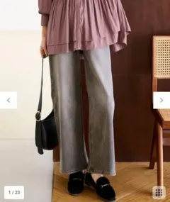 any SiS【洗える】セミワイド デニムパンツ　グレー　Sのサムネイル