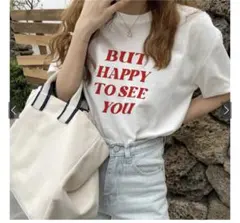 ロゴプリントドロップショルダーTシャツ