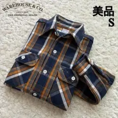 美品WAREHOUSE ネルシャツ S ネイビーブロックチェック オンブレ 14のサムネイル