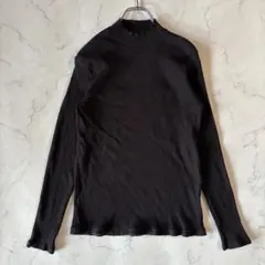 ユニクロ UNIQLO ハイネック リブ カットソー ロンT 黒 XL