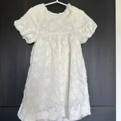 ZARA ホワイト 花柄レース ワンピース 半袖 104cm