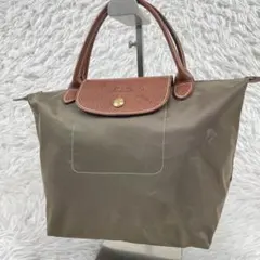 ロンシャン　ハンドバッグ　プリアージュSナイロン　レザー　カーキ ブラウン