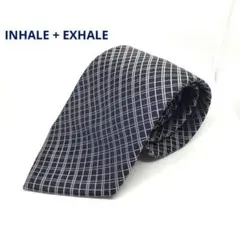 INHALE + EXHALE ハンドメイド　ネイビー　格子柄　シルク100%