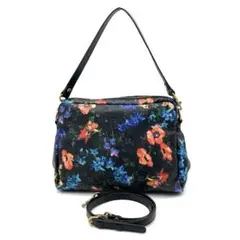 ラシット 2way ハンドバッグ ショルダーバッグ 花柄 ブラック PVC