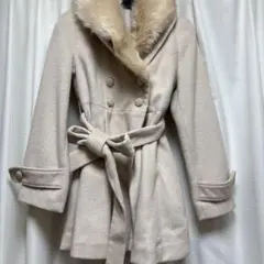 ファー付きベージュコート Mサイズ