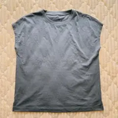 無印良品 天竺編みフレンチスリーブTシャツ チャコールグレー L