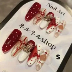 現品セール】ネイルチップ♡レッド 赤 量産型地雷韓国ワンホン
