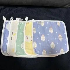 ループ付き ガーゼタオル 5枚組 紐付き 保育園用 洗い替え