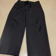 ダークグレー ストライプ ワイドパンツ