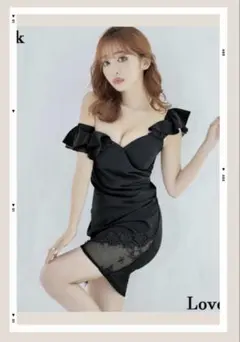 人気　ミニドレス キャバ　オフショル　ワンピース　Love Rich 　黒