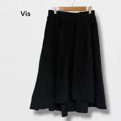 ビス Vis フレアスカート ミモレ丈 バックゴム 綿混 きれいめ シック L