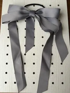 リボンヘアアクセサリー グレー ブラック