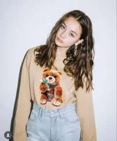 x-girl YURINOコラボTEDDYBEAR CREW SWEAT TOP
