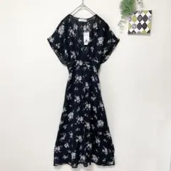 【セシルマクビー】 花柄ロングシャツ 羽織り M 黒 タグ付き 薄手のサムネイル
