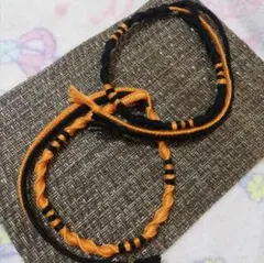 スポーティーアンクレットミサンガ(2本セット) オレンジ×黒 足首用