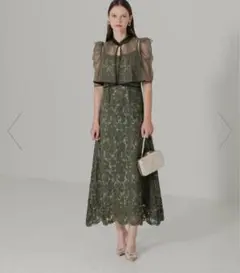 leja ドレス レース オケージョン グリーン シースルー