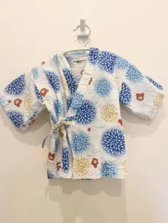 【ミキハウス】ホットビスケッツ 甚平ロンパース（花火柄・ブルー）100サイズ