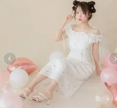 【新品】♥PriCHOU♥♡オフショルロングワンピース【ホワイト系】♡