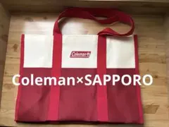 コールマン×サッポロトートバッグ　赤　ベージュ　Coleman